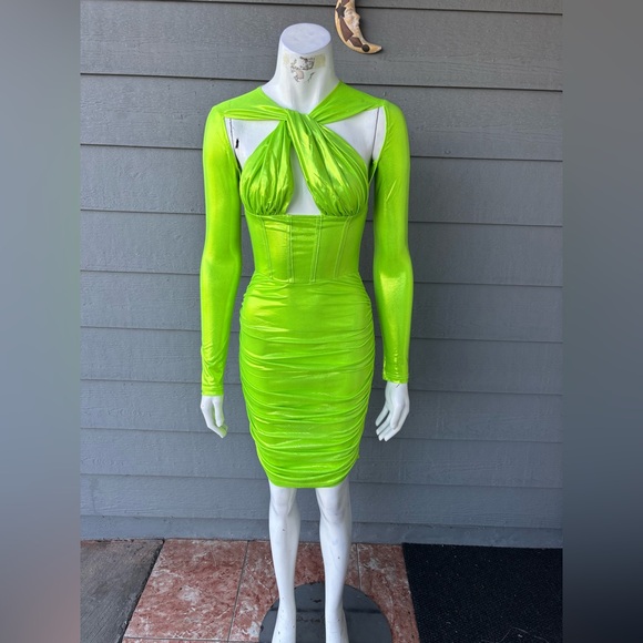 Hera Collection Dresses & Skirts - Hera Collection Vibrant Lime Long Sleeve Dress